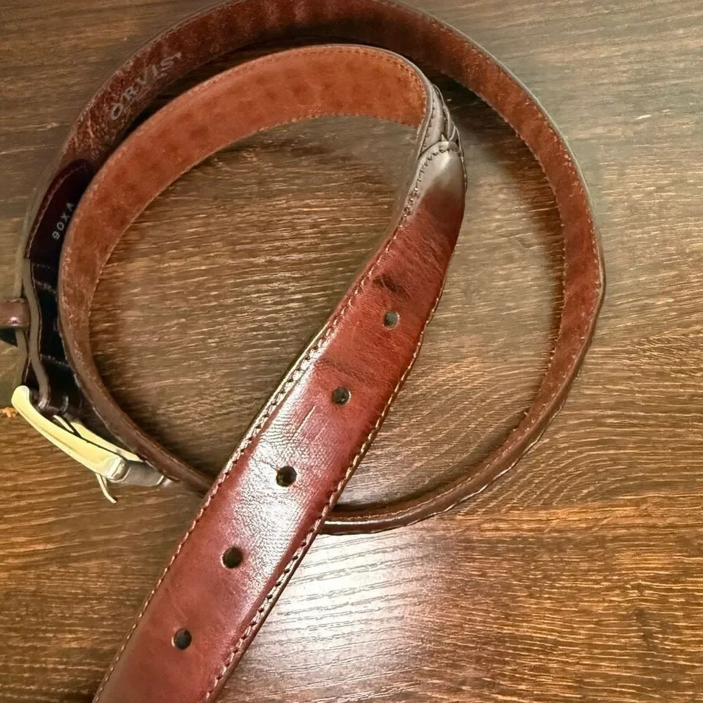 Orvis Men’s  brown woven leather Belt 37-41” 1.25” width